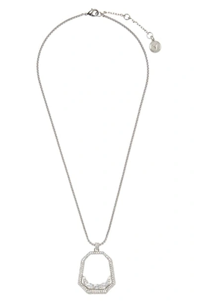 Vince Camuto Floating Crystal Open Pave Pendant Necklace In Silver