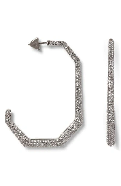 Vince Camuto Large Elongated J-hoop Earrings In Silver