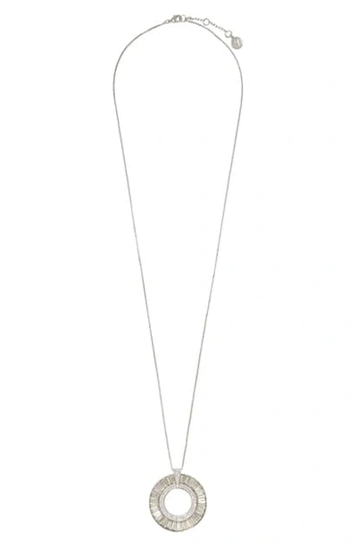 Vince Camuto Long Open Pendant Necklace In Silver/ Crystal