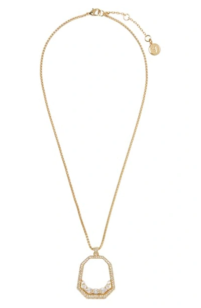 Vince Camuto Floating Crystal Open Pave Pendant Necklace In Gold