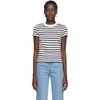 ALEXANDER WANG T ALEXANDERWANG.T WHITE AND NAVY STRIPED SLUB T-SHIRT