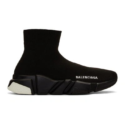 Balenciaga Black Speed Sneakers In Black White
