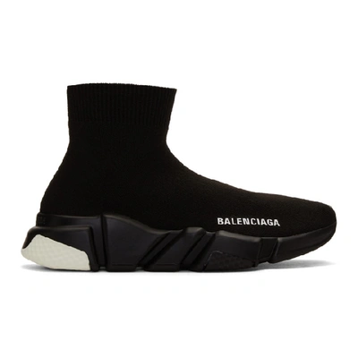 Balenciaga Speed Slip-on Knitted Mid-top Trainers In Black White