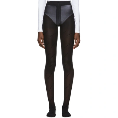 Balenciaga Black Flocked All Over Tights In 1000 Black