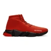 BALENCIAGA RED & BLACK SPEED LACE-UP SNEAKERS