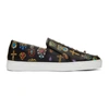 VERSACE BLACK & MULTICOLOR JEWEL SLIP-ON SNEAKERS