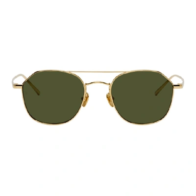 Linda Farrow Luxe Gold Dante C4 Sunglasses In Ylwgoldgrn