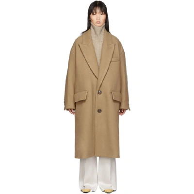 Ami Alexandre Mattiussi Tan Wool Oversized Coat In 280 Camel