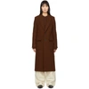 AMI ALEXANDRE MATTIUSSI AMI ALEXANDRE MATTIUSSI BROWN TWO-BUTTONS LONG COAT