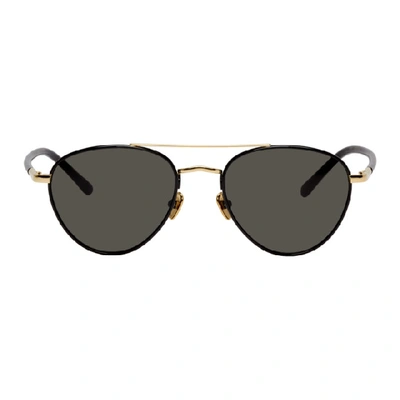 Linda Farrow Luxe Black And Gold Brodie C1 Sunglasses In Blackylwgld