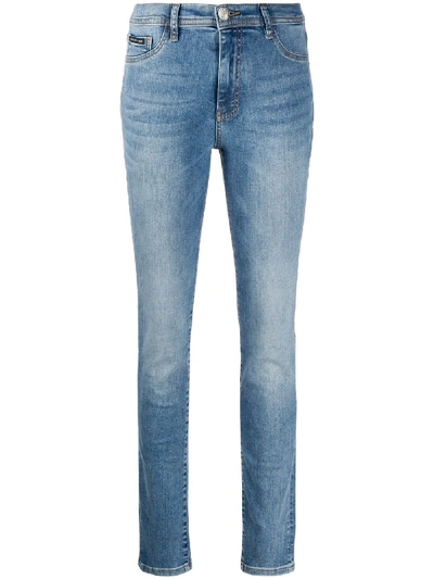 Philipp Plein High Waisted Leggings In Blue