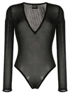 Tom Ford Deep V Neck Bodysuit In Black