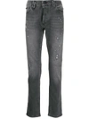 Philipp Plein Distressed Straight-leg Jeans In Grey