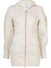 Marine Serre Cable Knit Cardigan In Weiss