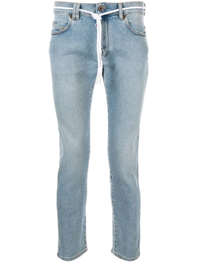 Off-white Skinny-jeans Mit Schnürsenkel In Blau