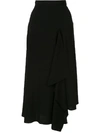 Yohji Yamamoto Asymmetric Ruffle Skirt In Schwarz
