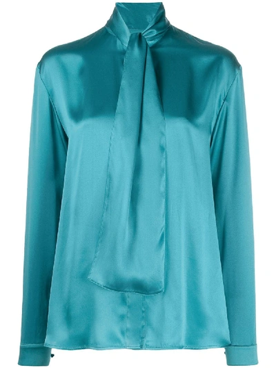 Balenciaga Knot Detail Blouse In Petrol