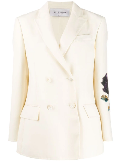 Valentino X Undercover Double-breasted Cosmos Patch Blazer In Weiss