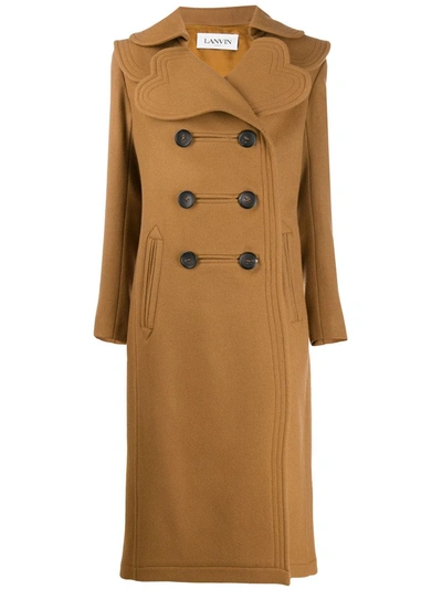 Lanvin Heart-lapel Double-breasted Coat In Brown