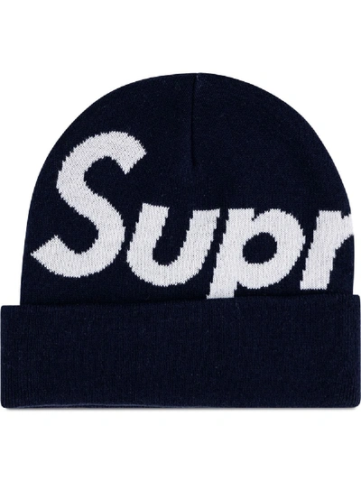 Supreme Big Logo Beanie In Blue