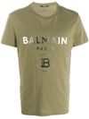 Balmain Logo Print T-shirt In Green