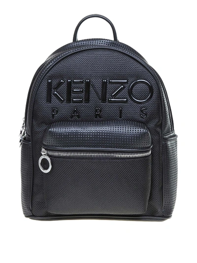 Kenzo Kombo Perforated Eco Leather Backpack In Black