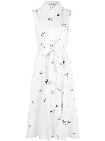 Prabal Gurung Embroidered Belted Shirt Dress In White