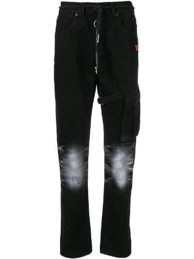 Off-white Gerade 'diag' Jeans In 黑色