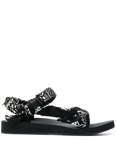 Arizona Love Trekky Paisley-print Buckled Sandals In Black