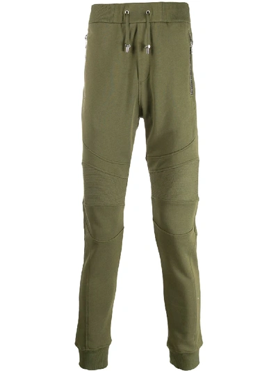 Balmain Panelled Track Pants In Green