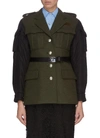 PRADA Belted nylon sleeve panelled military jacket