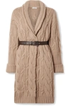 BRUNELLO CUCINELLI OVERSIZED BELTED CABLE-KNIT CASHMERE CARDIGAN