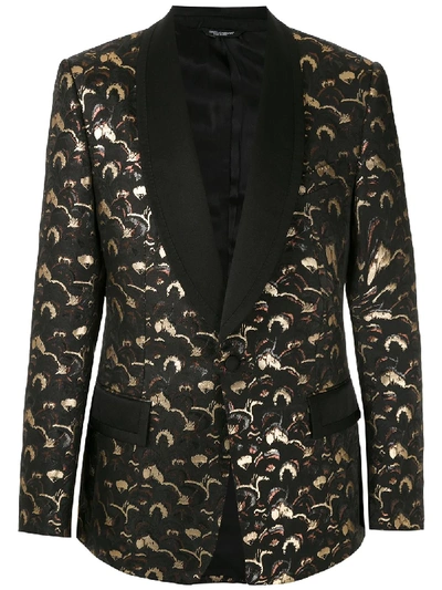 Dolce & Gabbana Jacquard-effect Single-breasted Blazer In Black