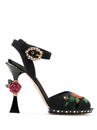 Dolce & Gabbana Rose Appliqué Sandals In Hnx46