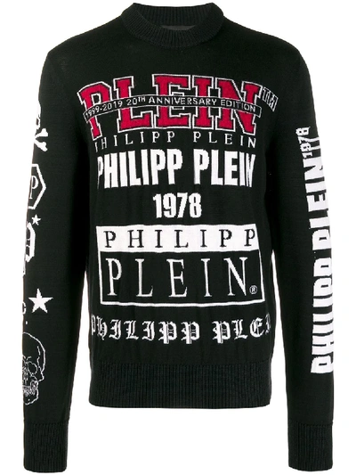 Philipp Plein Logo针织印花毛衣 In Black