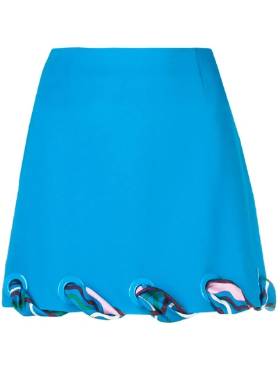 Emilio Pucci Ribbon Eyelet Trim Skirt In Blue