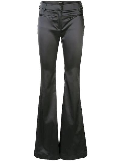 Tom Ford Satin Flared Trousers In Grey