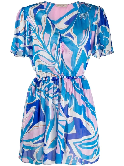Emilio Pucci Printed Short Beach Dress In Blue