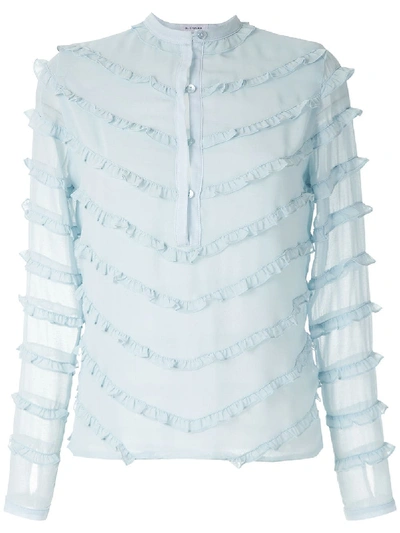 Olympiah Damasco Ruffled Blouse In Blue