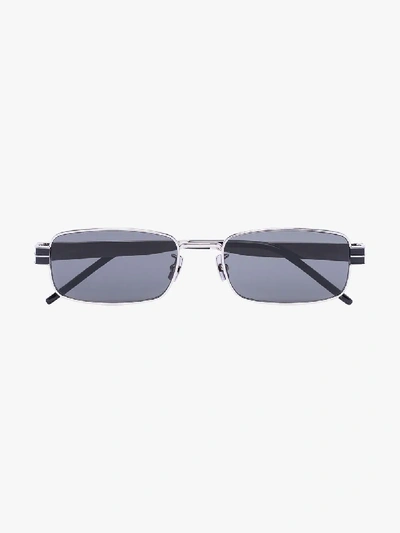 Saint Laurent Slim Rectangle Sunglasses In Metallic