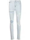 Philipp Plein Crystal Skinny Fit Jeans In White