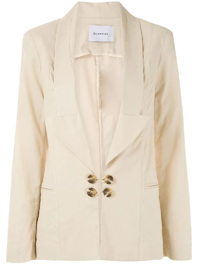 Olympiah Bryone Plunge Neck Blazer In Neutrals