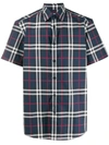 Burberry Check Pattern Shirt In Blau