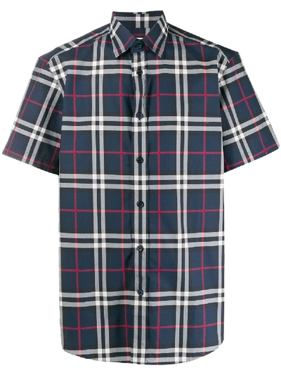 Burberry Check Pattern Shirt In Blau