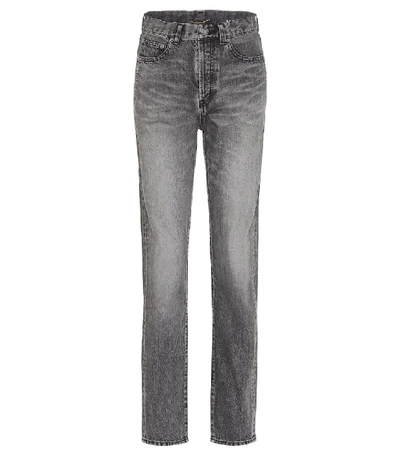 Saint Laurent High-rise Slim-leg Jeans In Grey