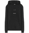 Saint Laurent Logo Embroidery Cotton Jersey Hoodie In Noir/blanc