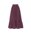 Valentino Gathered-hem Cotton-blend Faille Maxi Skirt In Purple