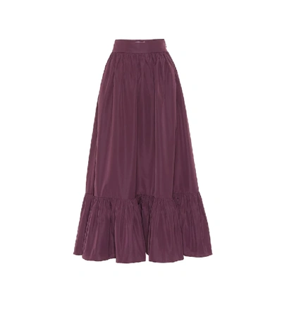 Valentino Gathered Cotton Blend Maxi Skirt In Purple