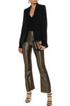 ALICE AND OLIVIA KYLYN LAMÉ BOOTCUT PANTS,3074457345620665811