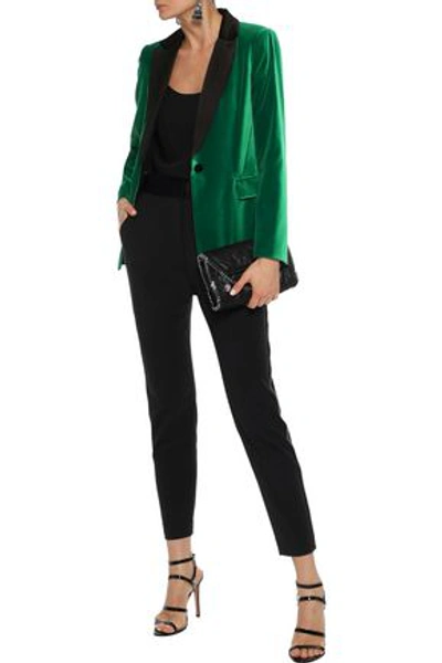 Alice And Olivia Macey Satin trimmed Velvet Blazer In Green ModeSens